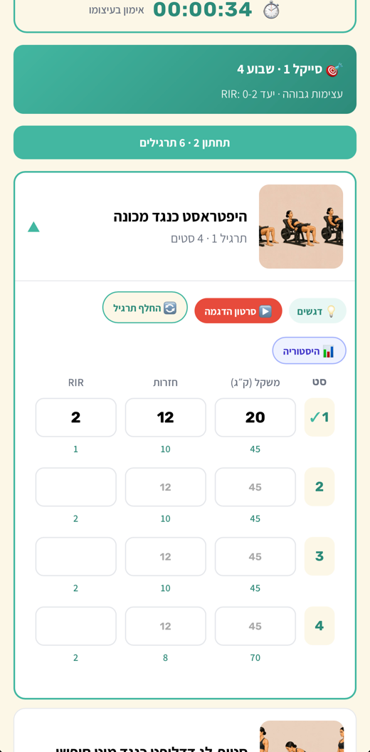 אימון פתוח – חזרות, משקל ו-RIR